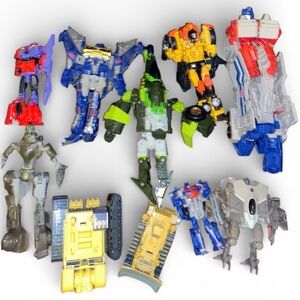 10 Transformer Action Figures Optimus Prime Sand Storm Stealth Lockdown As Is